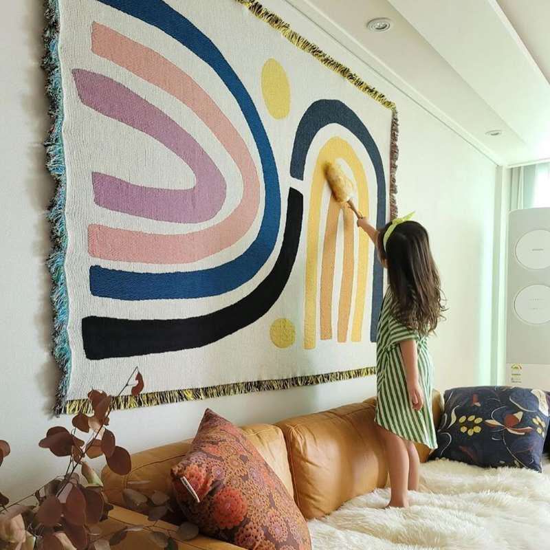 Boho Throw Blanket Fringe - المنسوجات مدينة Ins بطانية قطن سميكة
