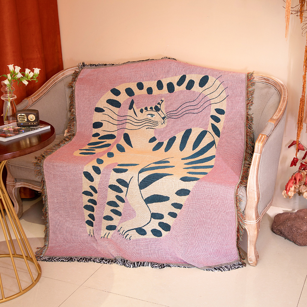 Boho Throw Blanket Fringe - المنسوجات مدينة Ins الوردي فتاة القط