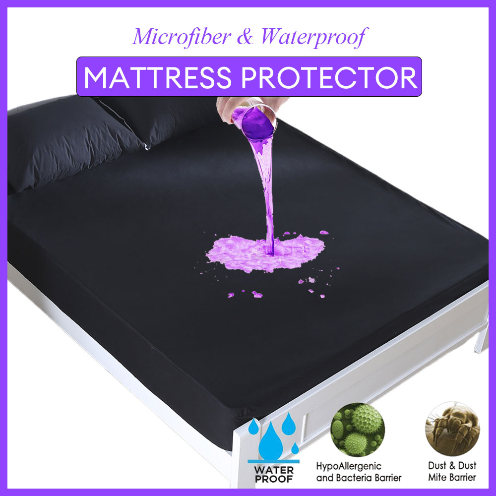 Waterproof Mattress Protector Breathable - واقي المراتب أحادي اللون ، غطاء