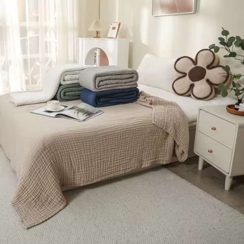 Muslin Cotton Bedspread - بطانيات قطنية من 6 طبقات خفيفة