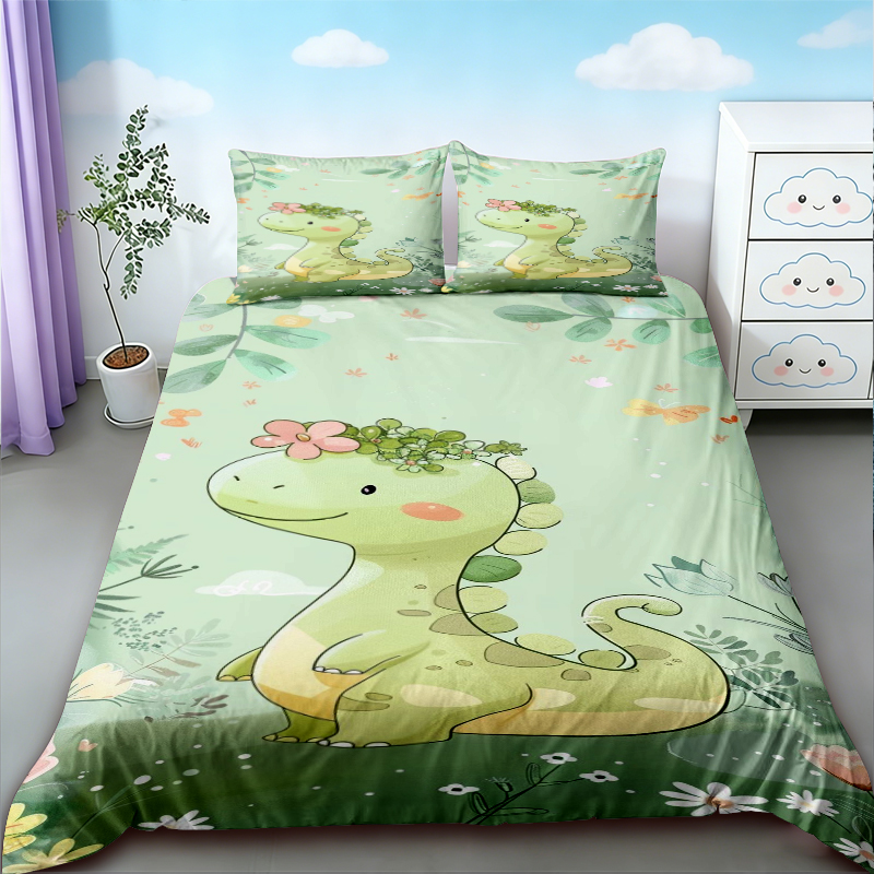 Bedding - غطاء لحاف بتصميم ديناصور لطيف، طقم