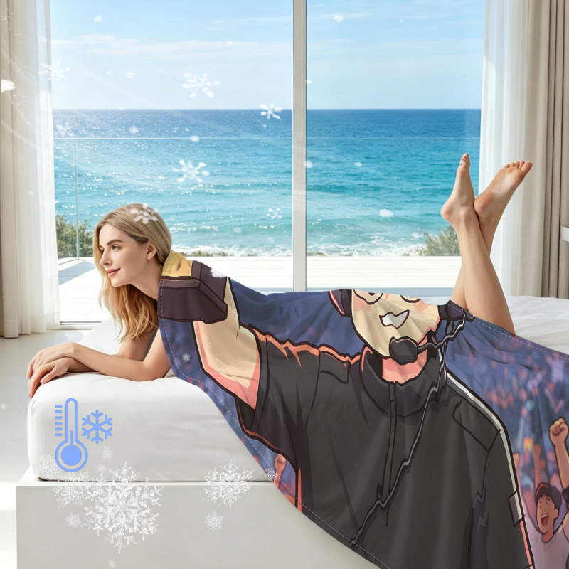 Cooling Blanket Hot Sleepers - بطانية تبريد بطبعة الحشود المرحة Q-MAX