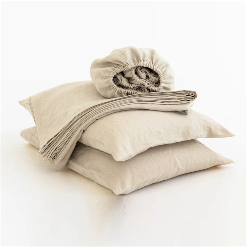 Fitted Bed Sheets Deep Pocket - ملاءات سرير ناعمة 100% كتان، طقم