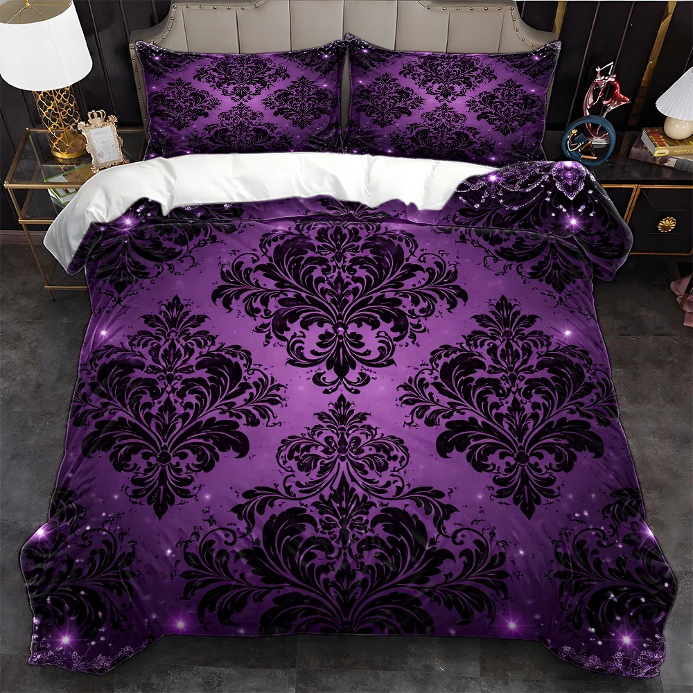 Duvet Cover Sets With Zipper - طقم غطاء لحاف فاخر مزخرف بالزهور
