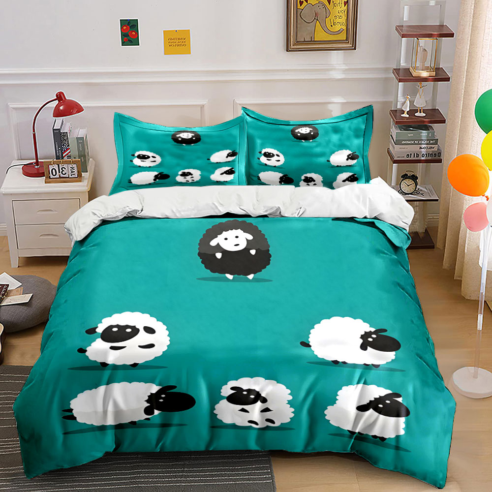 Duvet Cover Sets With Zipper - طقم غطاء لحاف بتصميم خروف كرتوني