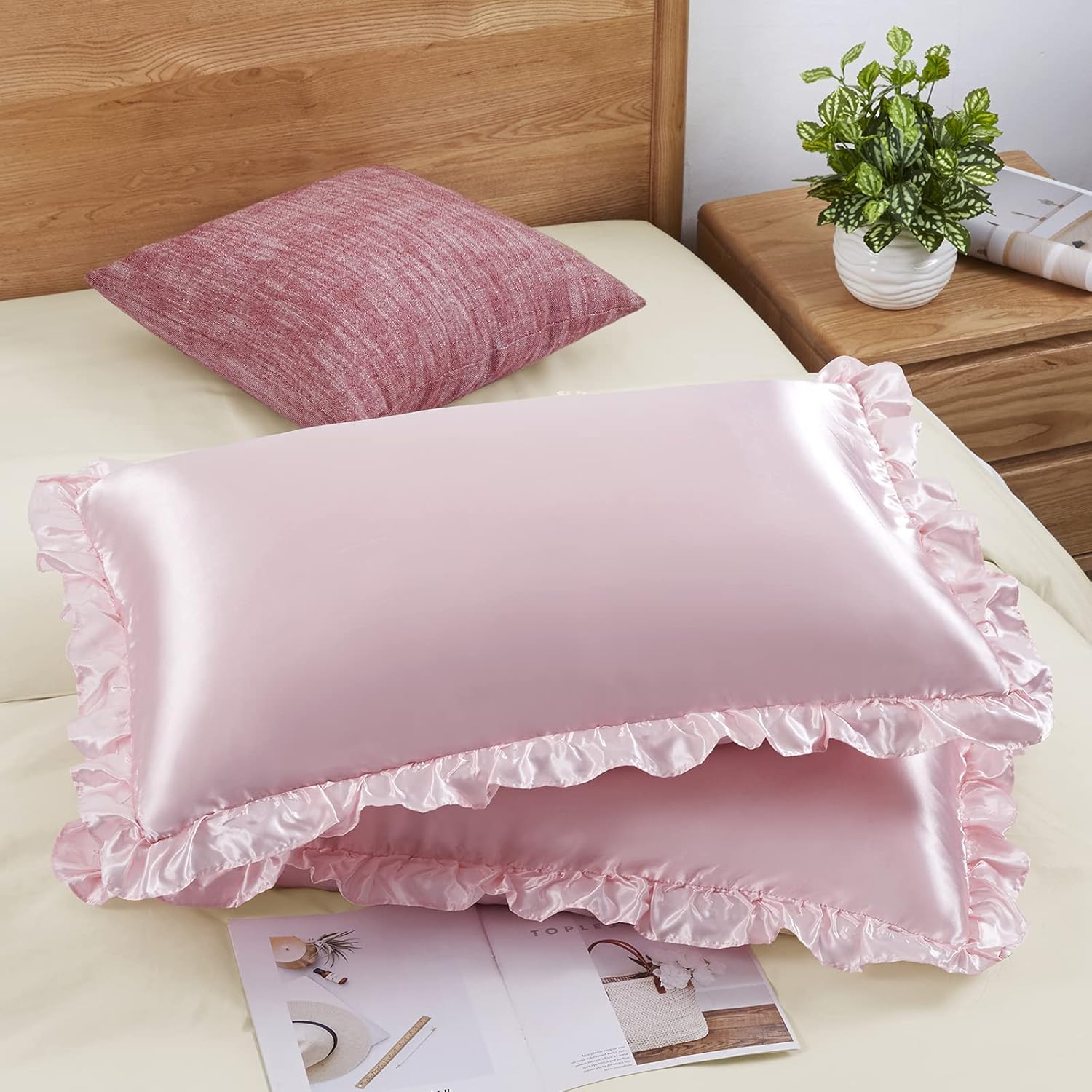 Satin Silk Pillowcase Hair Skin - قطعتان من أغطية الوسائد المصنوعة من