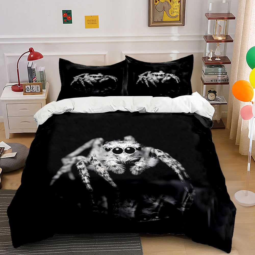 Duvet Cover Sets With Zipper - طقم غطاء لحاف بنمط العنكبوت القافز