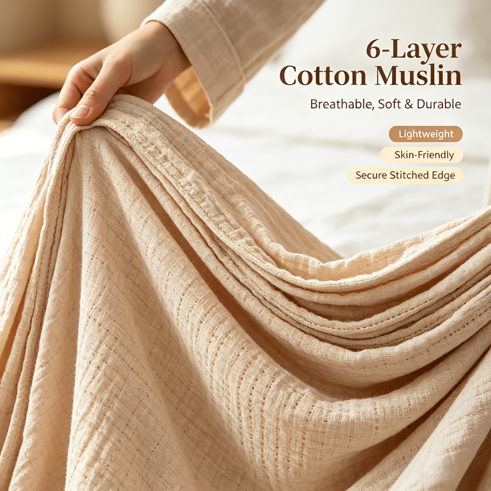 بطانية قطنية خفيفة الوزن 100%  - مراجعة Muslin Cotton Bedspread وسعره