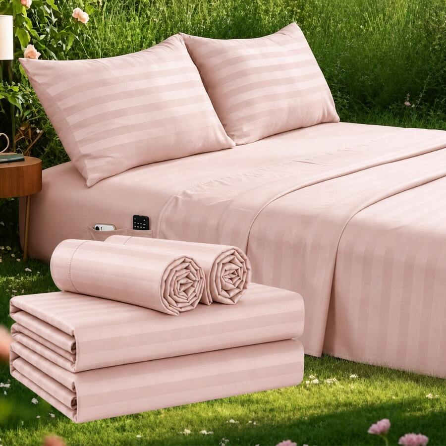 مجموعة أغطية سرير مخططة للتبري - مراجعة Fitted Bed Sheets Deep Pocket وسعره