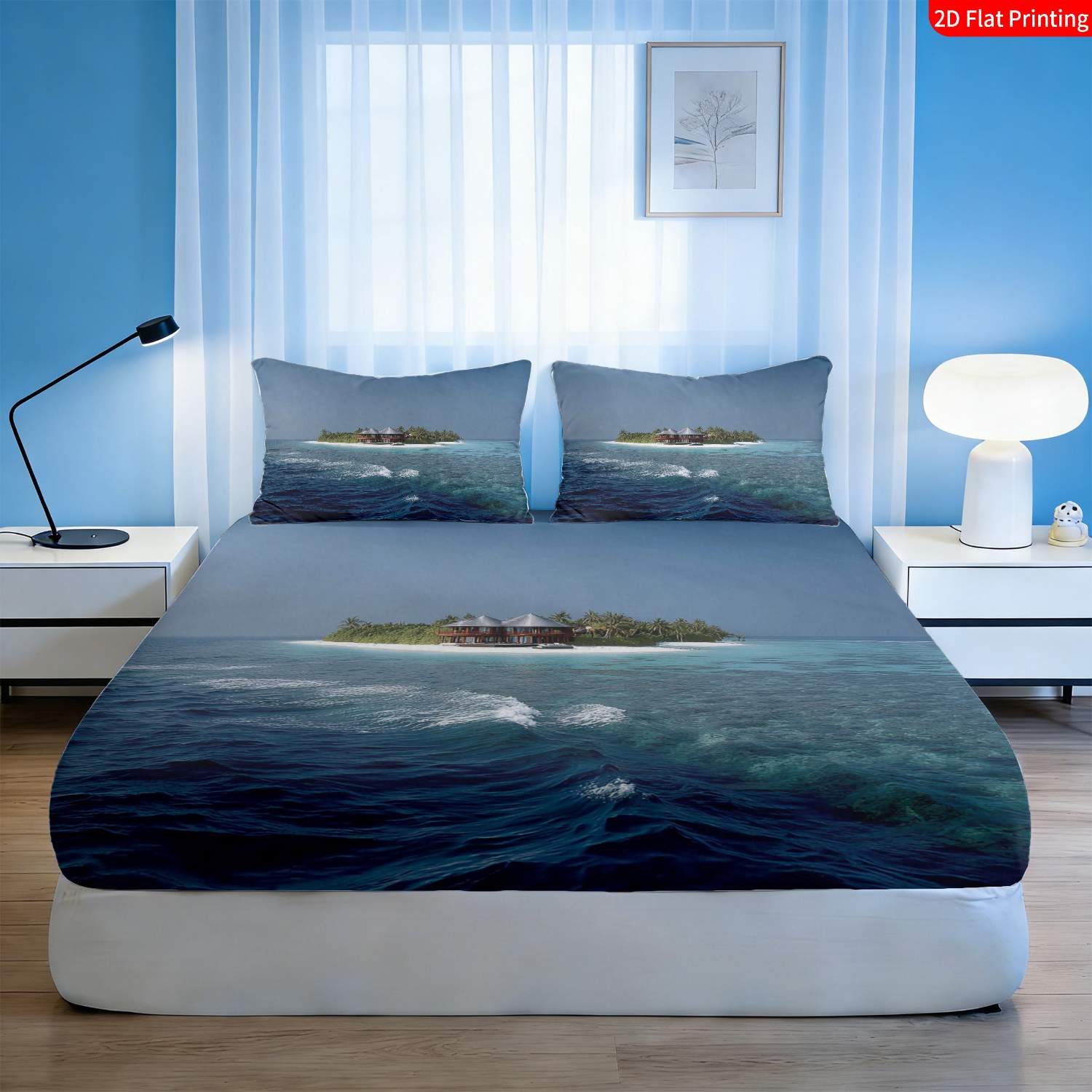 طقم مفروشات سرير بتصميم جزيرة  - مراجعة Fitted Bed Sheets Deep Pocket وسعره