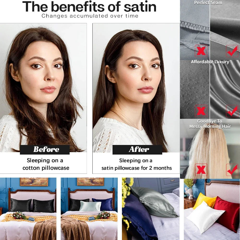 2 عبوة من كيس وسادة الساتان لل - مراجعة Satin Silk Pillowcase Hair Skin وسعره