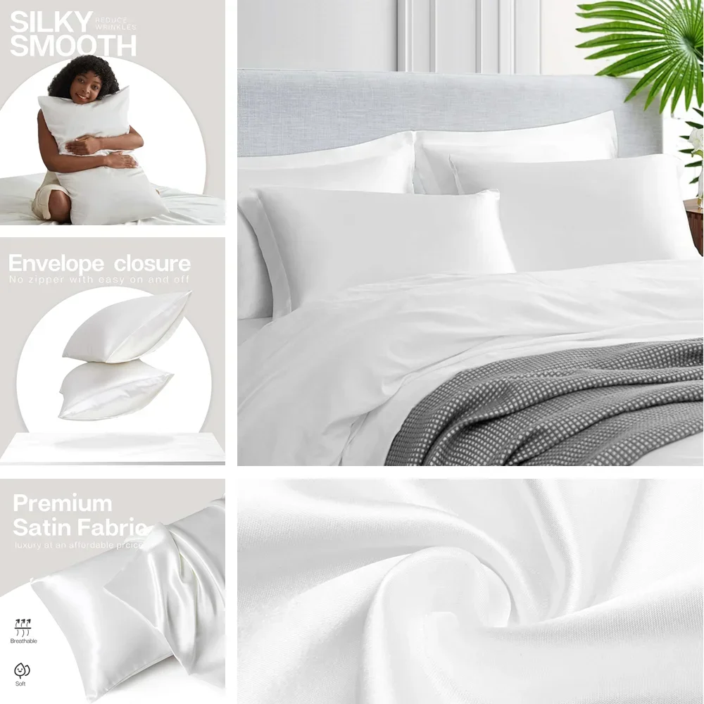 2 عبوة من كيس وسادة الساتان لل - مراجعة Satin Silk Pillowcase Hair Skin وسعره