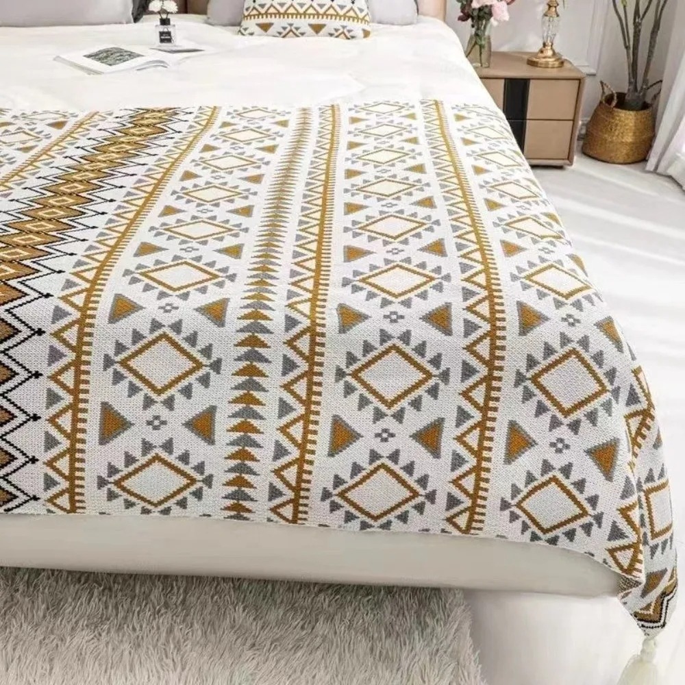بطانيات بوهو محبوكة بشكل سميك  - مراجعة Boho Throw Blanket Fringe وسعره