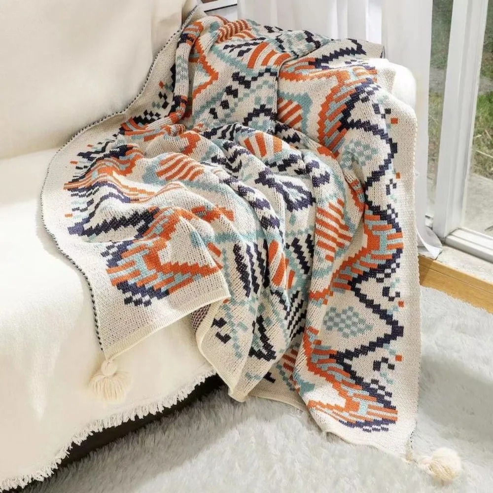 بطانيات بوهو محبوكة بشكل سميك  - مراجعة Boho Throw Blanket Fringe وسعره