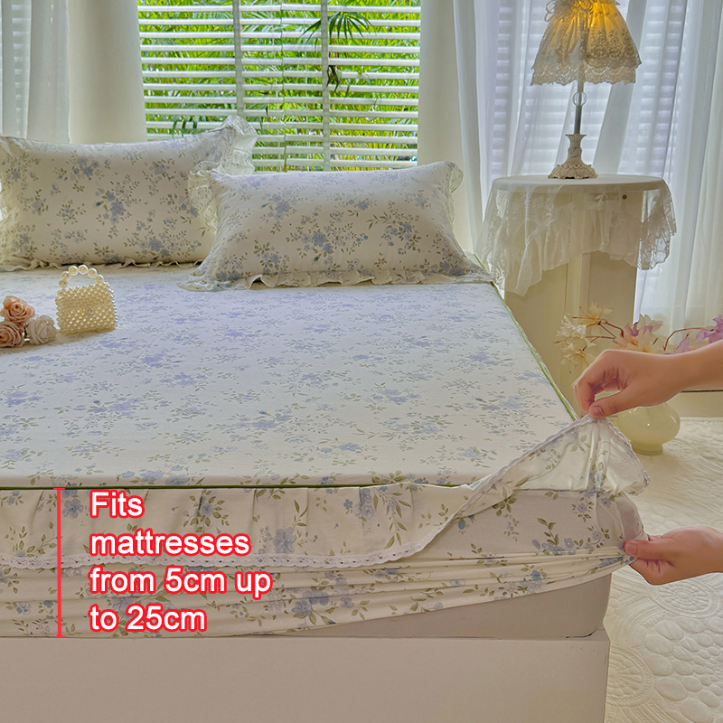 ملاءة سرير قطنية 100% مزخرفة ب - مراجعة Fitted Bed Sheets Deep Pocket وسعره