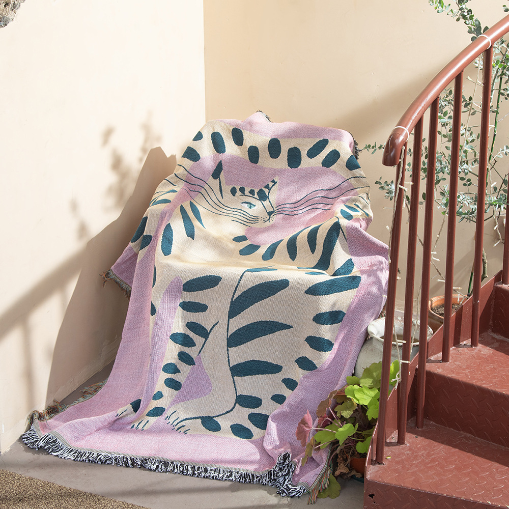 المنسوجات مدينة Ins الوردي فتا - مراجعة Boho Throw Blanket Fringe وسعره