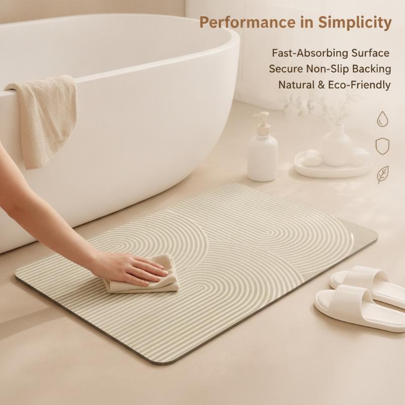 سجادة حمام من الدياتوميت مخططة - مراجعة Quick Dry Diatomite Bath Mat وسعره