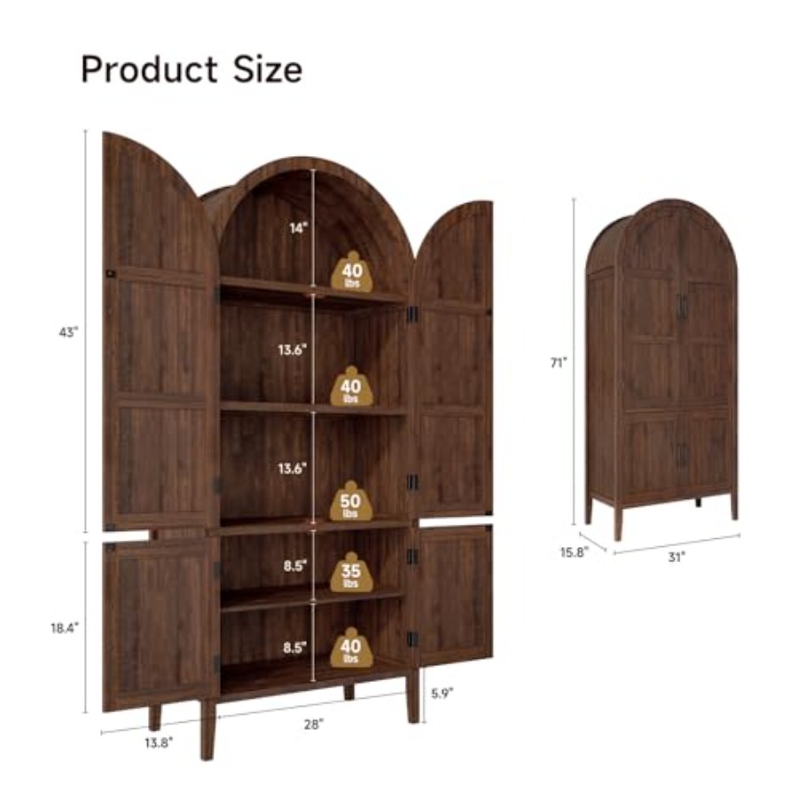 خزانة خشبية مقوسة بارتفاع 71 ب - مراجعة Storage & Organization وسعره
