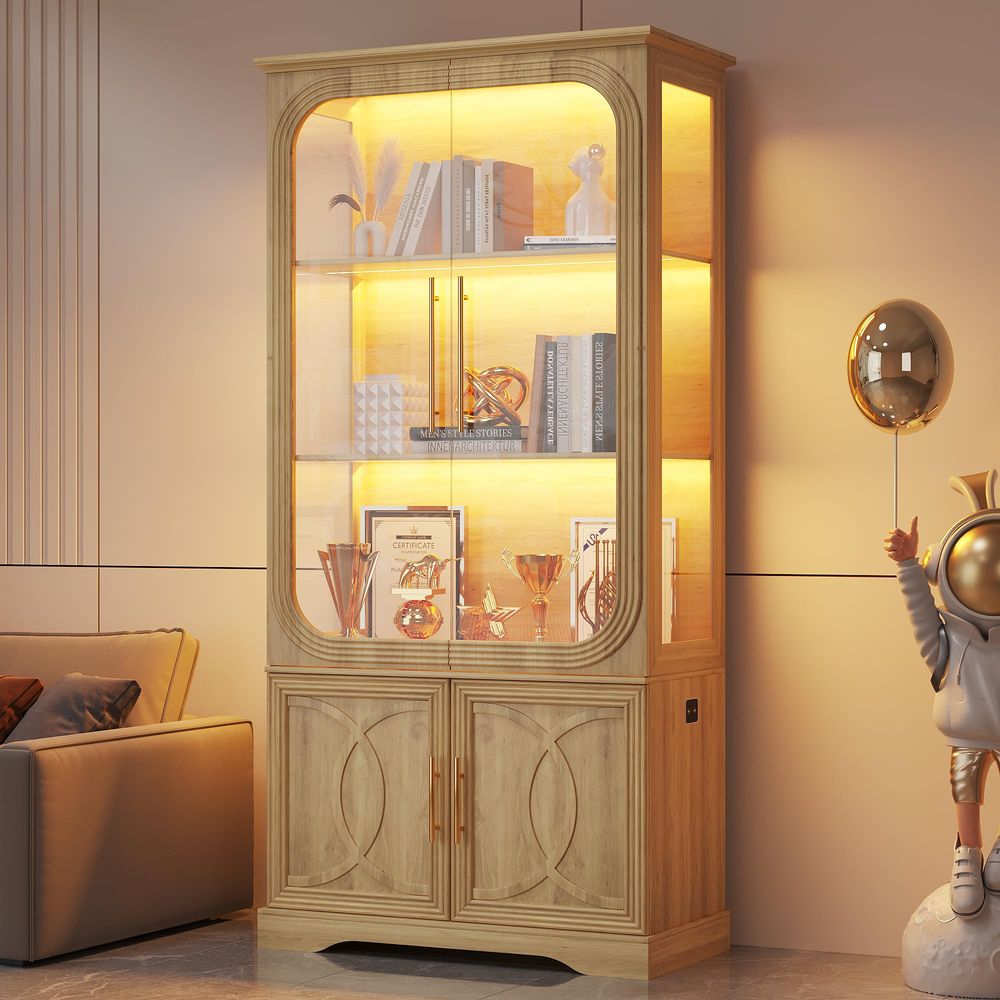 خزانة عرض بأبواب زجاجية ورفوف  - مراجعة Storage & Organization وسعره
