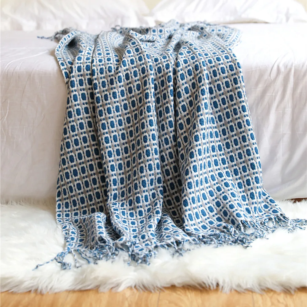 بطانية منسوجة بنقشة الشبكة اله - مراجعة Boho Throw Blanket Fringe وسعره