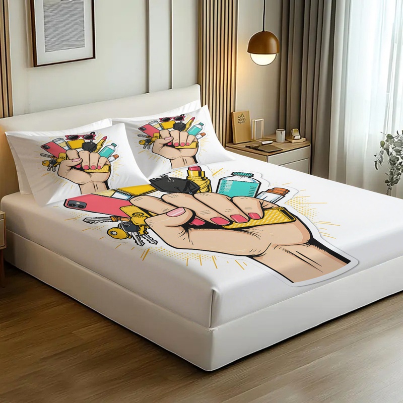 طقم ملاءات سرير مطاطية بطبعة ا - مراجعة Fitted Bed Sheets Deep Pocket وسعره
