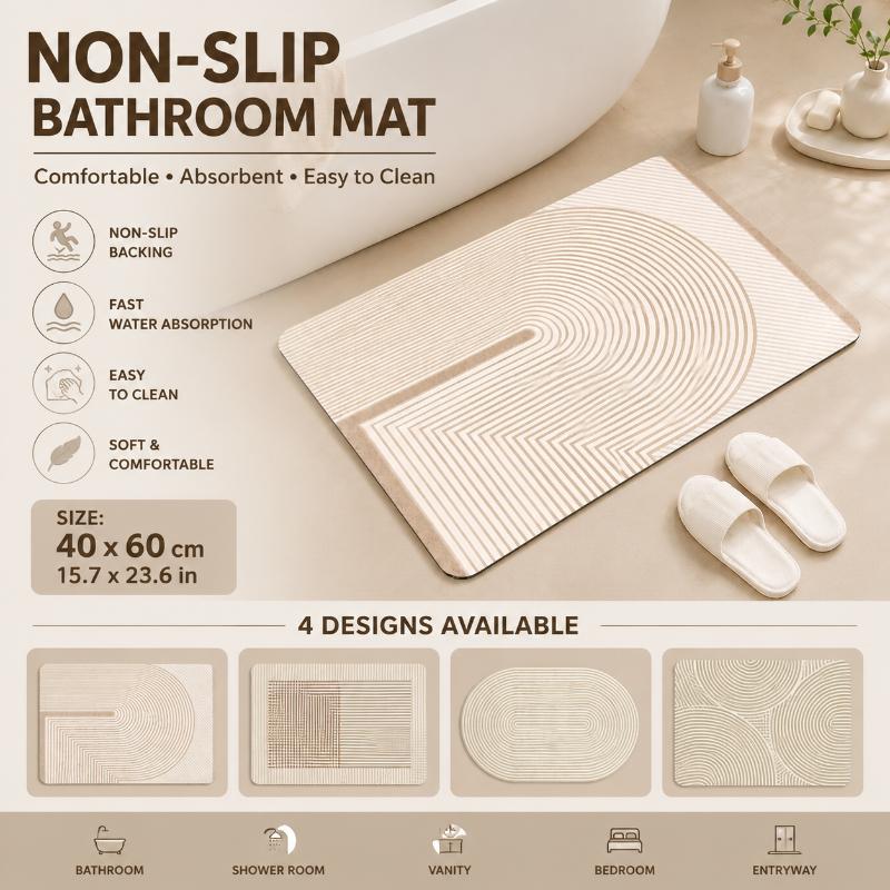 سجادة حمام من الدياتوميت مخططة - مراجعة Quick Dry Diatomite Bath Mat وسعره