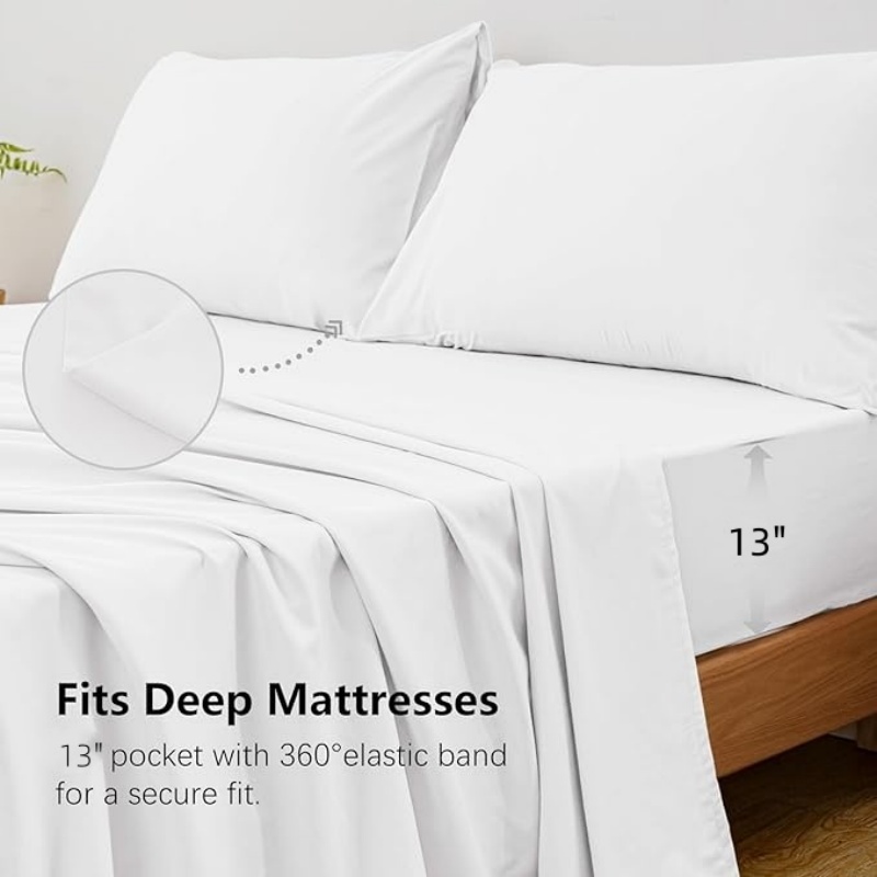 طقم ملاءات سرير كينج سايز 4 قط - مراجعة Fitted Bed Sheets Deep Pocket وسعره