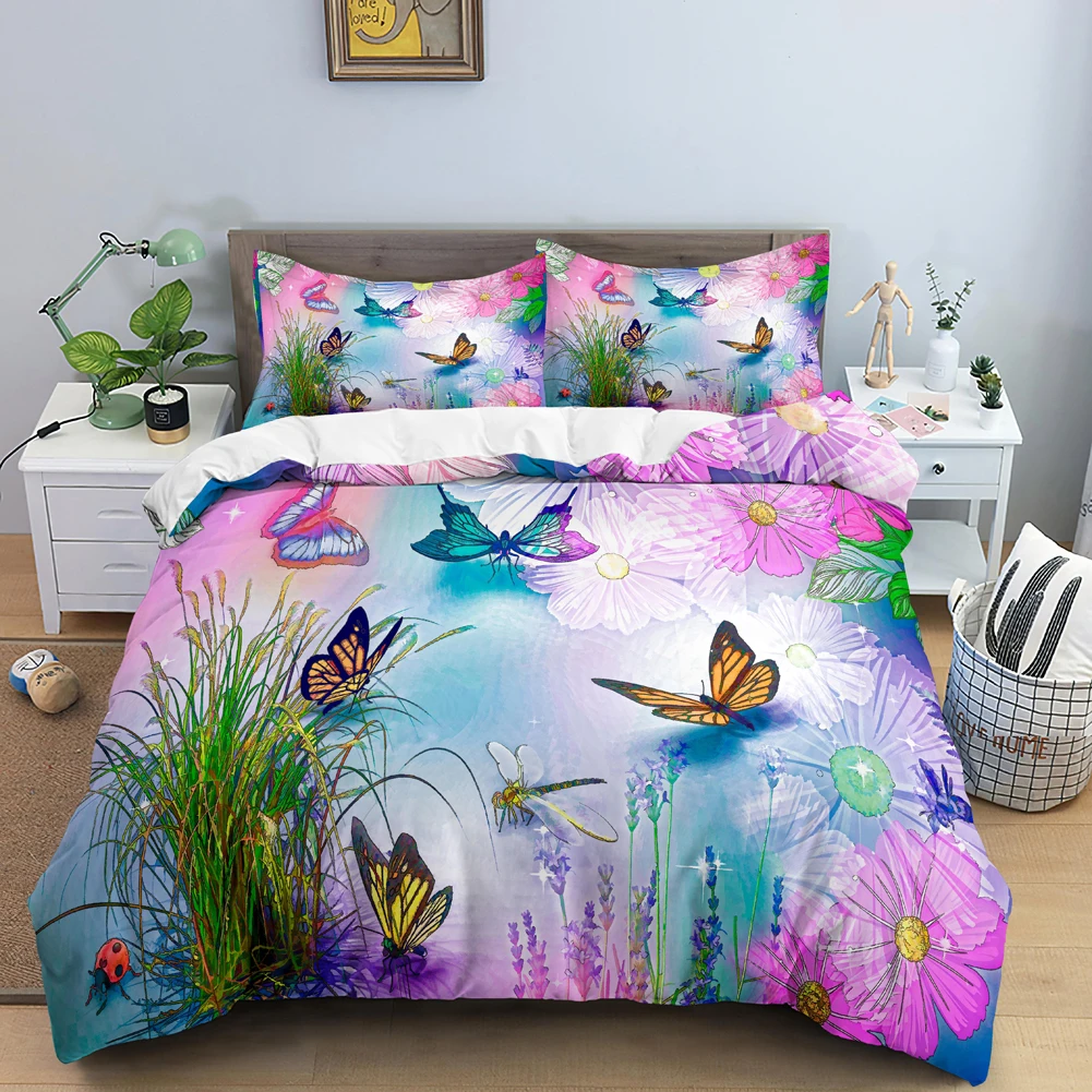 طقم سرير على شكل فراشة غطاء لح - مراجعة Duvet Cover Sets With Zipper وسعره