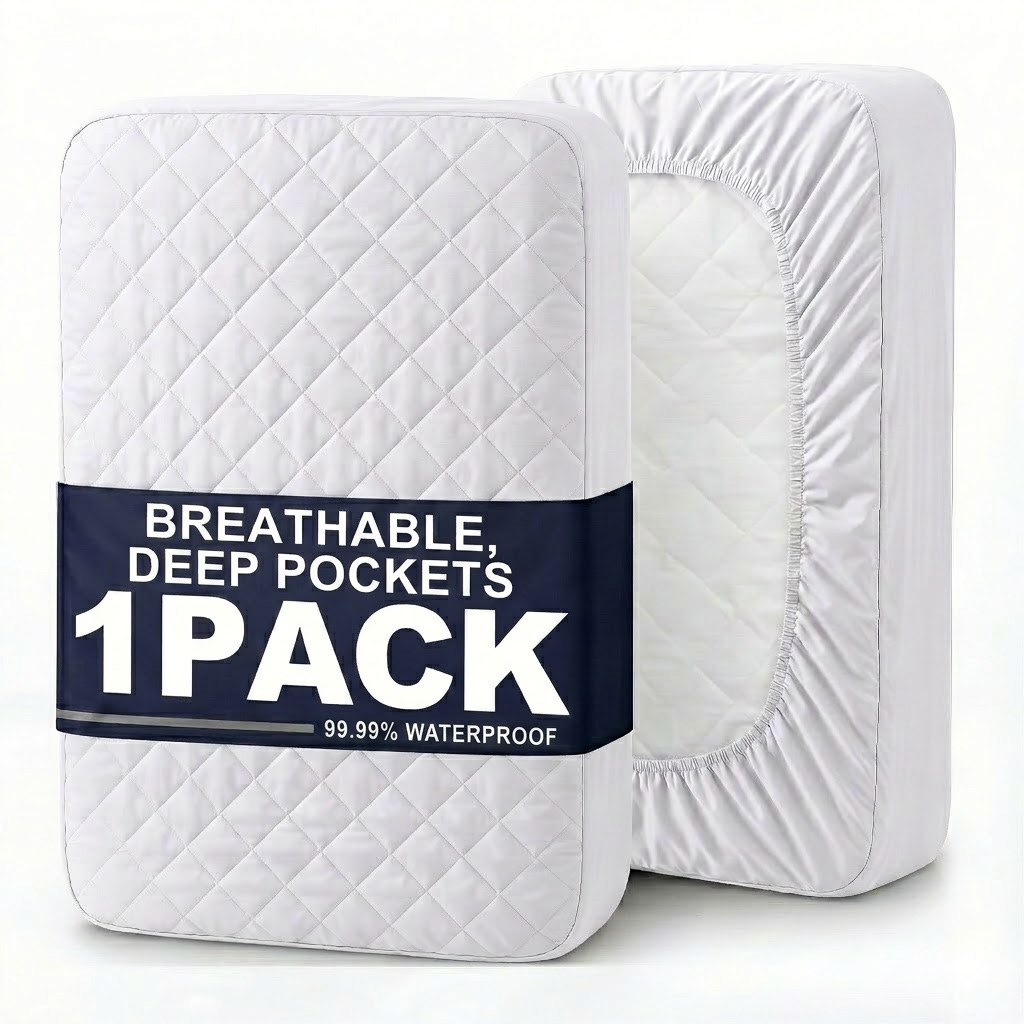 1 قطعة ملاءة سرير عصرية ناعمة  - مراجعة Waterproof Mattress Protector Breathable وسعره