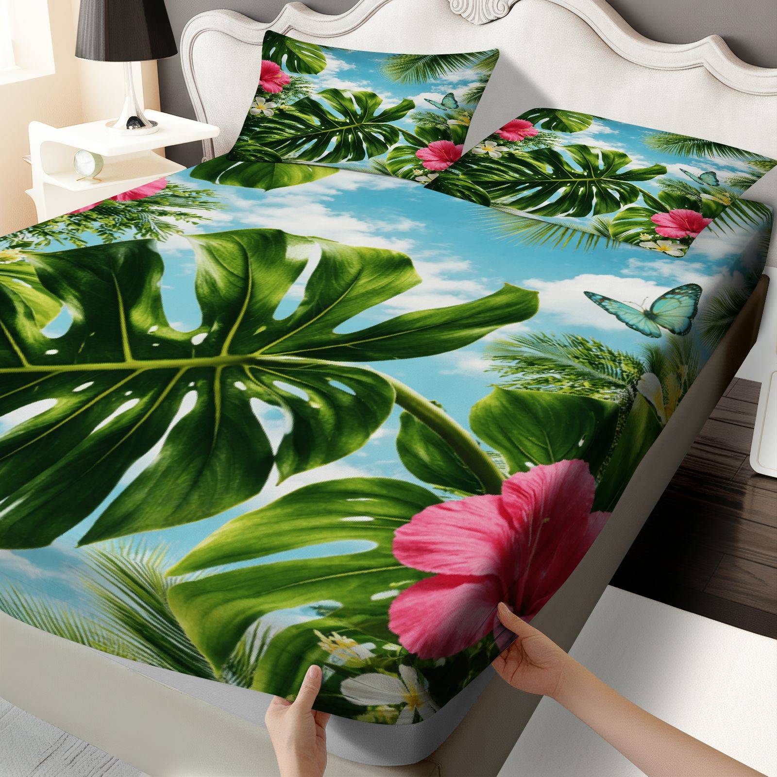 طقم ملاءات سرير بنقشة الكركديه - مراجعة Fitted Bed Sheets Deep Pocket وسعره