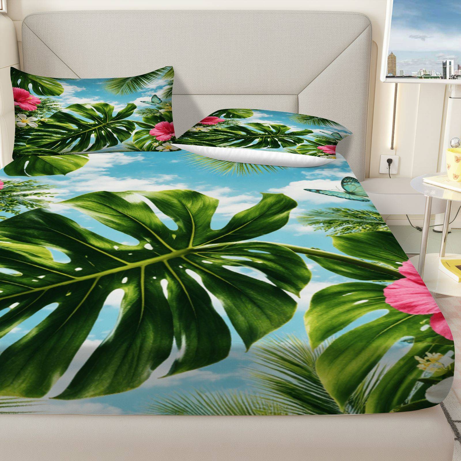 طقم ملاءات سرير بنقشة الكركديه - مراجعة Fitted Bed Sheets Deep Pocket وسعره