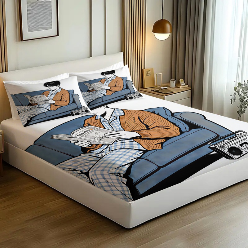 طقم ملاءات سرير مطاطية بطبعة ا - مراجعة Fitted Bed Sheets Deep Pocket وسعره