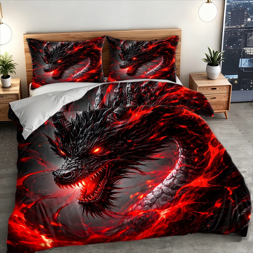 طقم غطاء لحاف دارك دراغون من 3 - مراجعة Duvet Cover Sets With Zipper وسعره