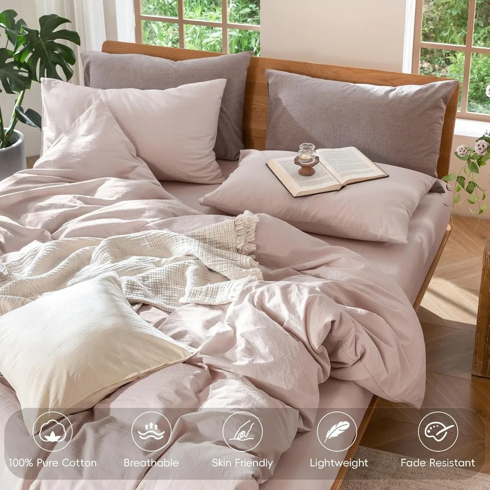 طقم غطاء لحاف 100% قطن مغسول م - مراجعة Duvet Cover Sets With Zipper وسعره