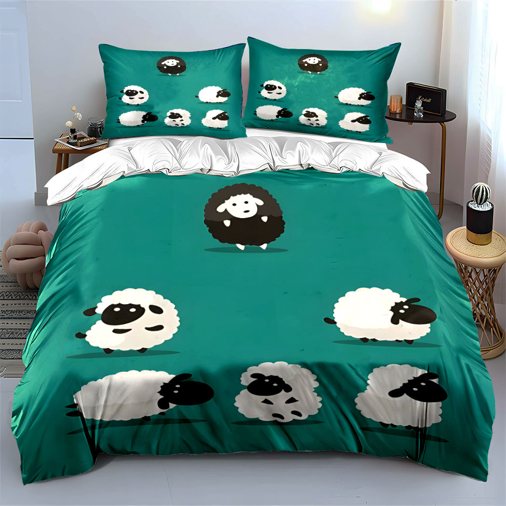 طقم غطاء لحاف بتصميم خروف كرتو - مراجعة Duvet Cover Sets With Zipper وسعره