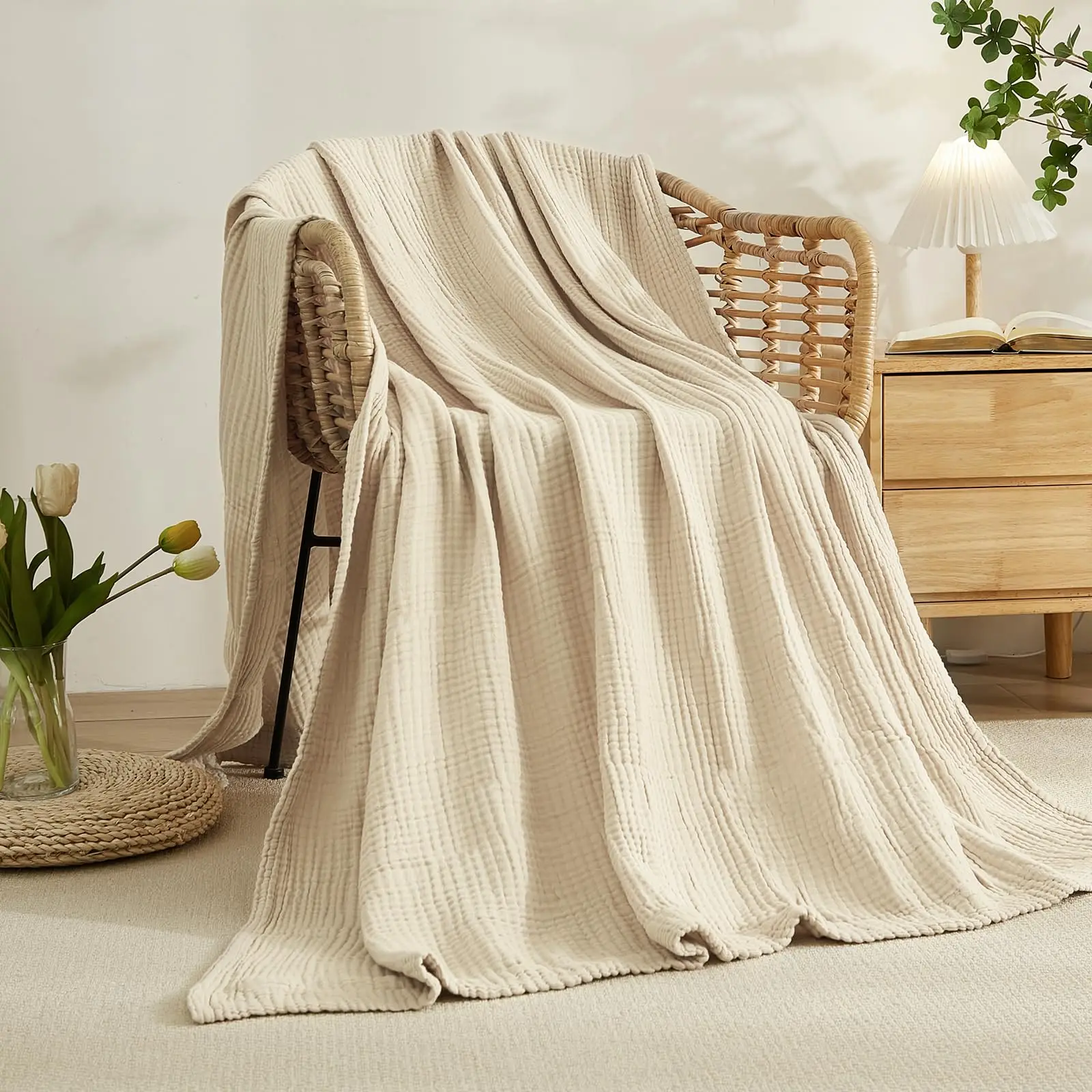 بطانية سرير من القطن 100%، بطا - مراجعة Muslin Cotton Bedspread وسعره