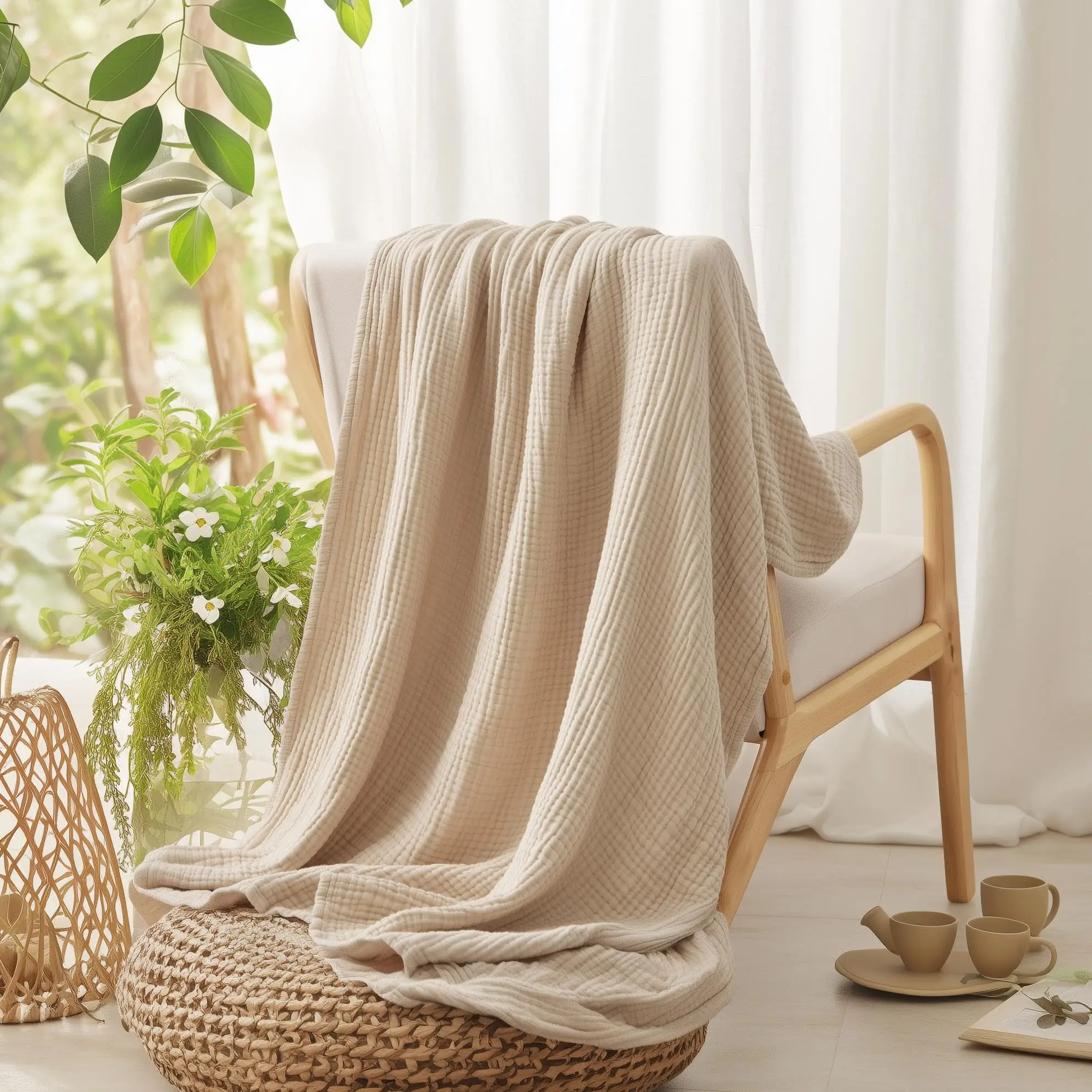 بطانية سرير من القطن 100%، بطا - مراجعة Muslin Cotton Bedspread وسعره