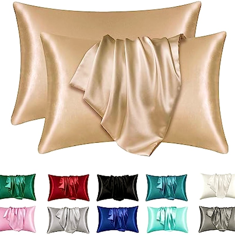 قطعتان من أغطية الوسائد المصنو - مراجعة Satin Silk Pillowcase Hair Skin وسعره