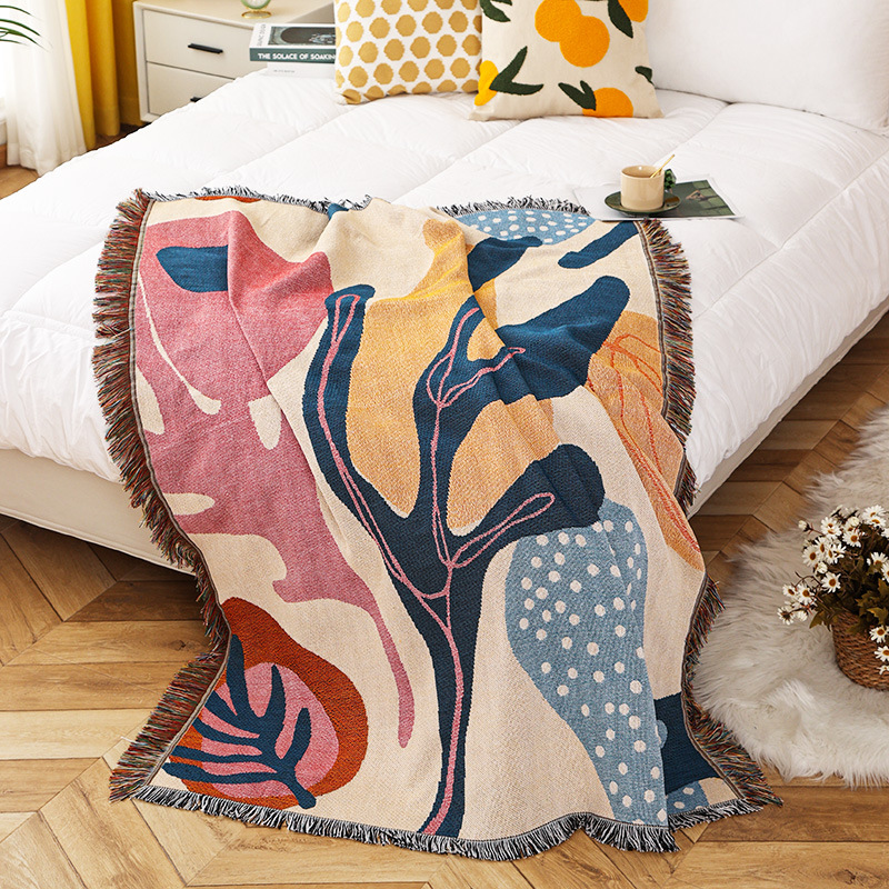 نسيج مدينة Ins Alice نمط نبات  - مراجعة Boho Throw Blanket Fringe وسعره