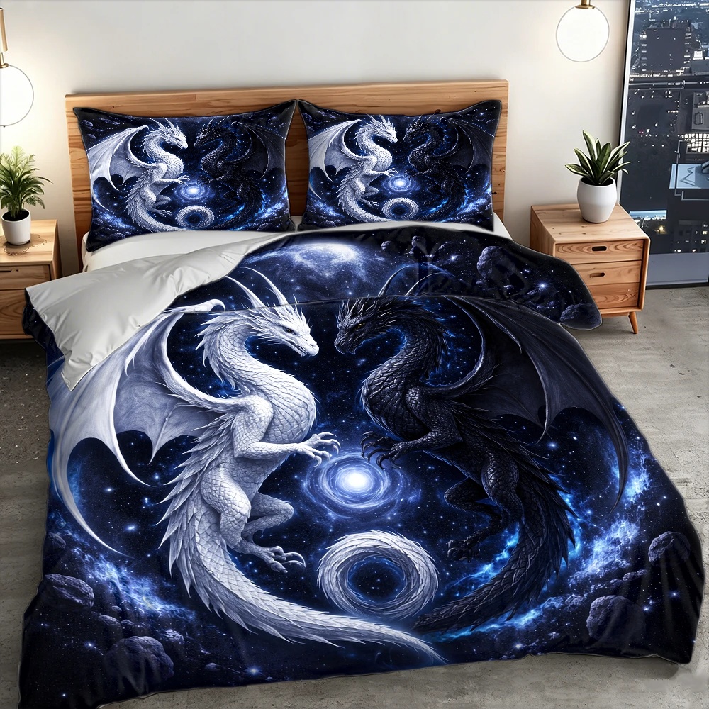 طقم غطاء لحاف بنقش التنين والس - مراجعة Duvet Cover Sets With Zipper وسعره