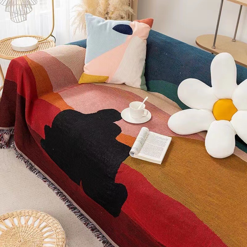 المنسوجات مدينة Ins الشفق المو - مراجعة Boho Throw Blanket Fringe وسعره