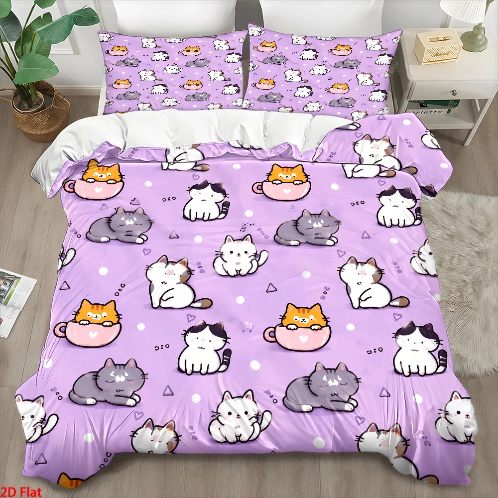 طقم غطاء لحاف بطبعة قطة لطيفة  - مراجعة Duvet Cover Sets With Zipper وسعره