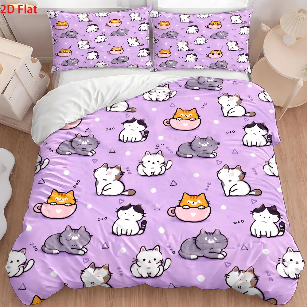 طقم غطاء لحاف بطبعة قطة لطيفة  - مراجعة Duvet Cover Sets With Zipper وسعره